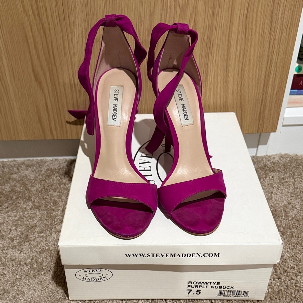 Steve Madden Fuchsia Ankle-Tie Suede Heels